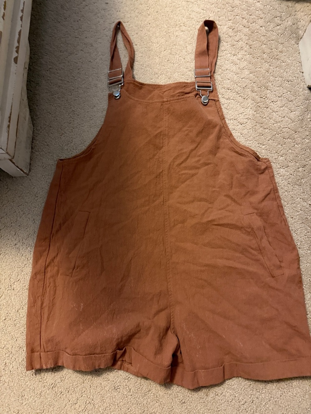 Rust Brown Short Overalls / Pinafore Romper